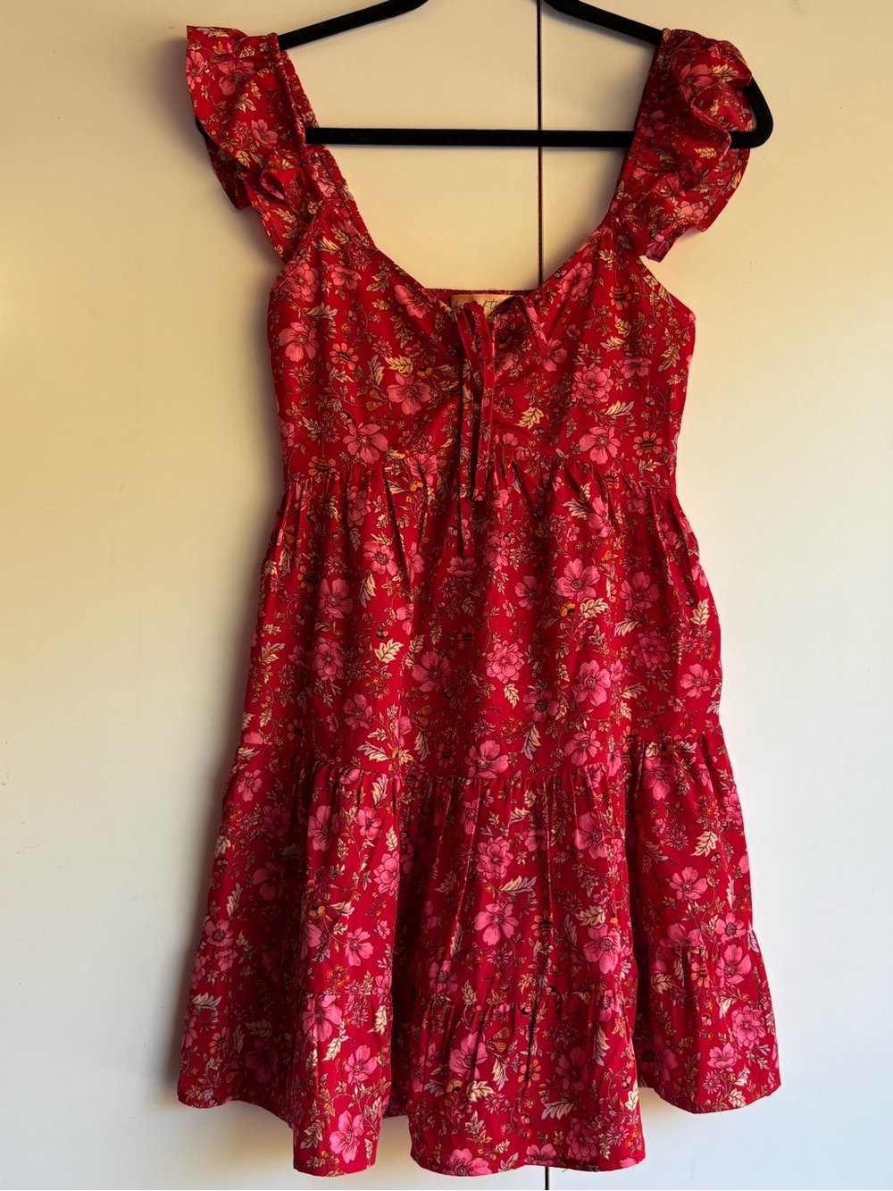 Band of the Free Feminine Red Floral Tie-Front Sundress (sz. XS)